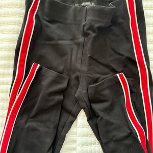 Zara Black Leggings with Red and White Stripes